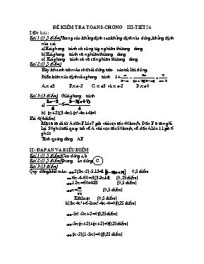 Đề kiểm tra Toán 8 - Chương III - Tiết 56
